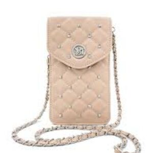 Badgley Mischka NWT Pink/Blush Phone case, Crossbody w-diamond Quilting & Studs